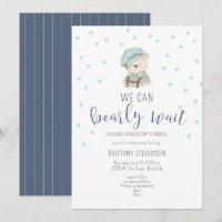 Cute Blue Woodland Vintage Teddy Bear Baby Shower