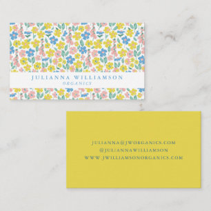 Cute Blue Yellow Ditsy Floral Wellness Skincare Business Card