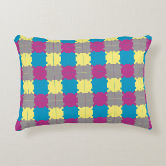 Cute Blue Yellow Purple Grey Puzzle Like Pattern Decorative Cushion