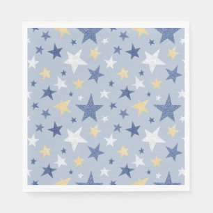 Cute Blue & Yellow Winter Stars Napkin