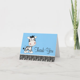 Cute Blue Zebra Thank You Cards
