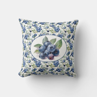 Cute Blueberries Watercolor Cushion