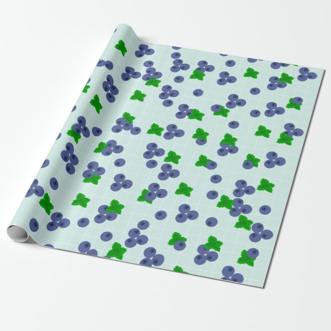 Cute Blueberries Wrapping Paper  (Unrolled)