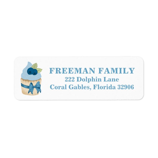 Cute Blueberry Cupcake Return Address Label (Front)