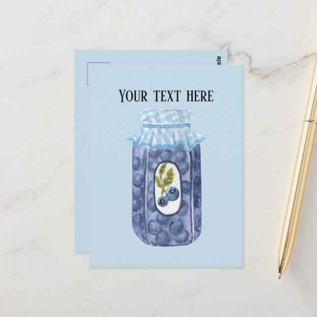 Cute blueberry jam jelly add text  postcard (Front/Back In Situ)