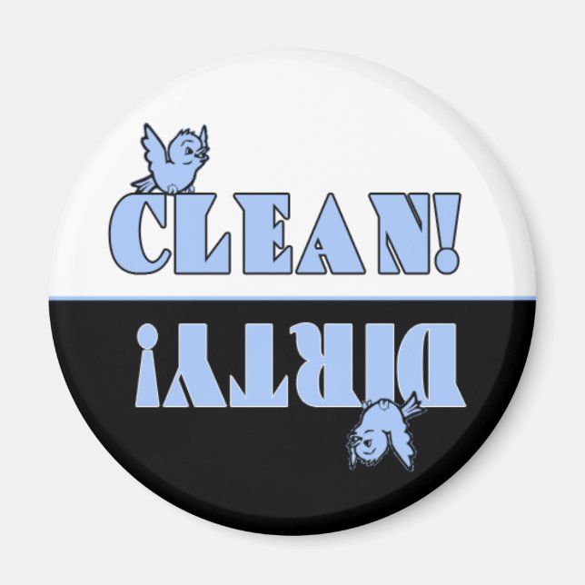 Cute Bluebird Clean Dirty Magnet for Dishwasher (Front)