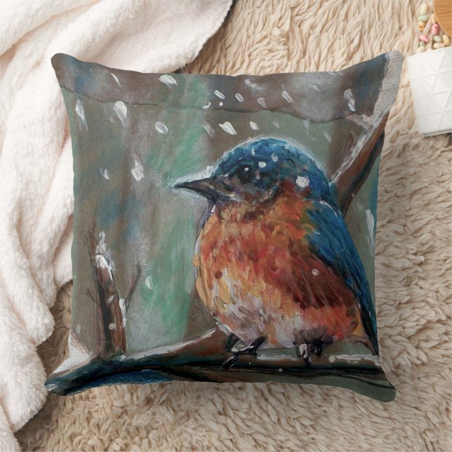 Cute Bluebird Eastern Art Cushion (Blanket)