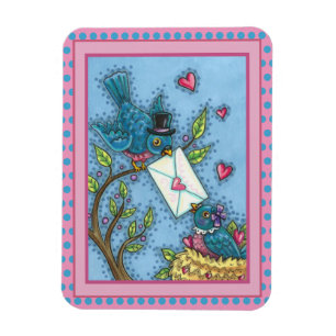 CUTE BLUEBIRD SWEETHEARTS, LOVE BIRD VALENTINE MAGNET