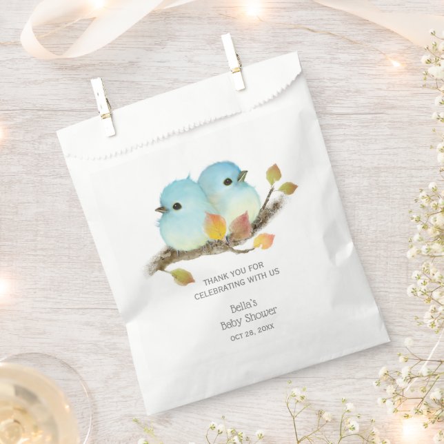 Cute Bluebirds Bird Baby Shower Favour Bags (Clipped)