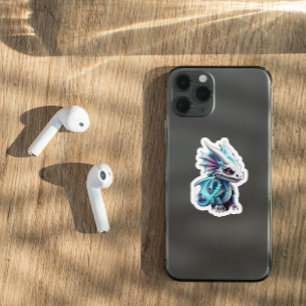 Cute blueish white dragon