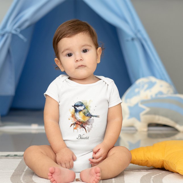 Cute Bluetit on a Branch, custom Baby Bodysuit (Creator Uploaded)