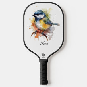 Cute Bluetit on a Branch, custom Pickleball Paddle