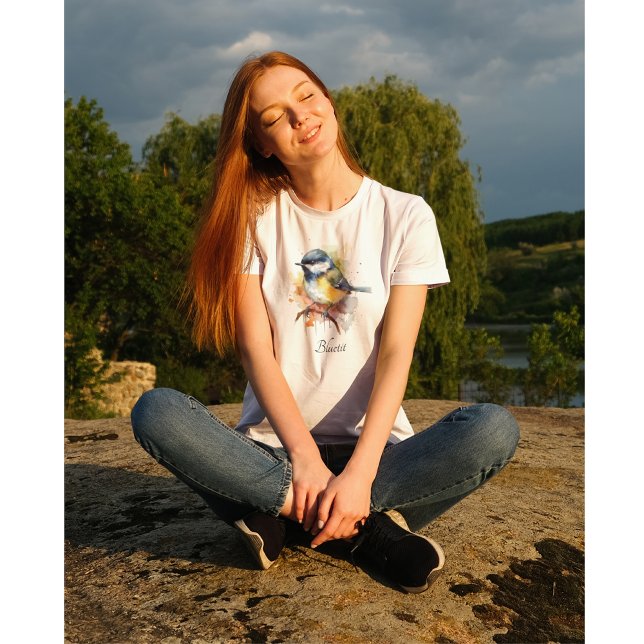 Cute Bluetit on a Branch, custom T-Shirt (Creator Uploaded)