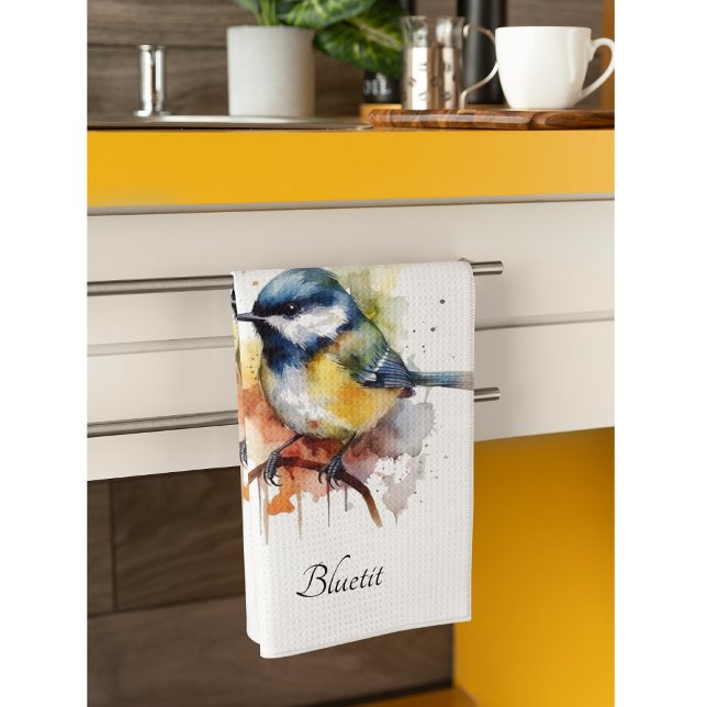 Cute Bluetit on a Branch, custom Tea Towel (Creator Uploaded)