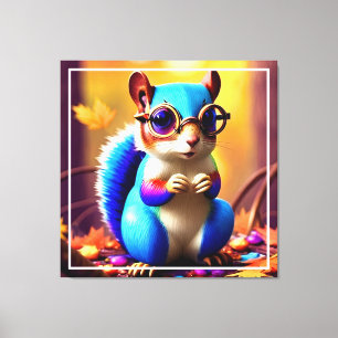 Cute Blur Squirrel with Glasses Canvas Print