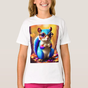  Cute Blur Squirrel with Glasses T-Shirt