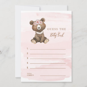 Cute Blush Baby Bear Shower Guess the Baby Food Invitation