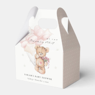 Cute Blush Bearly Wait Bear Balloon Baby Shower Favour Box