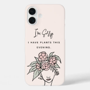 Cute Blush Busy with My Plants Floral Portrait iPhone 16 Plus Case
