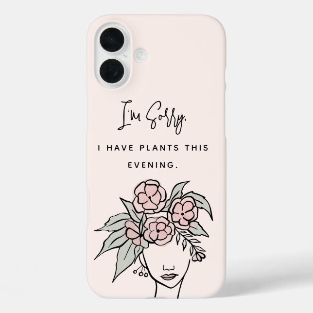 Cute Blush Busy with My Plants Floral Portrait Case-Mate iPhone Case (Back)