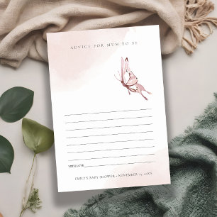 Cute Blush Butterfly Advise for Mum Baby Shower Enclosure Card