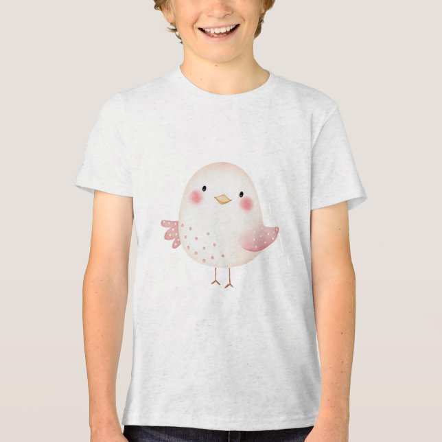 Cute Blush Chick Illustration Tri-Blend Shirt (Front)