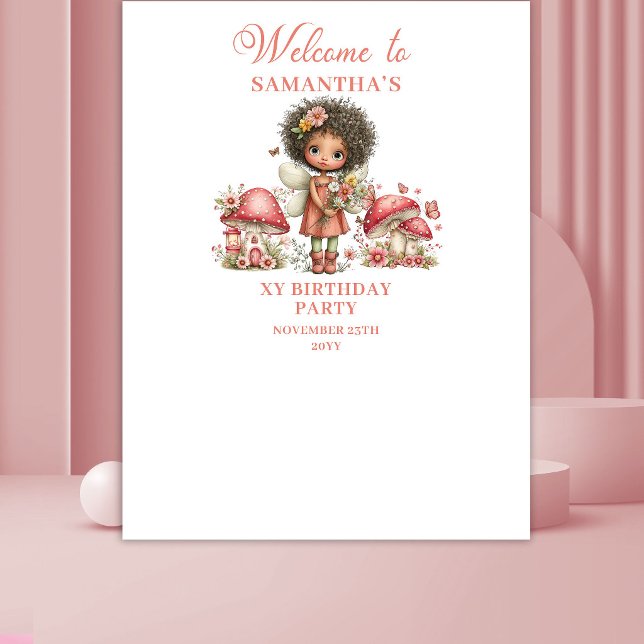 Cute Blush Fairy 4th Birthday Backdrop Tapestry (Cute Blush Fairy 4th Birthday Backdrop)