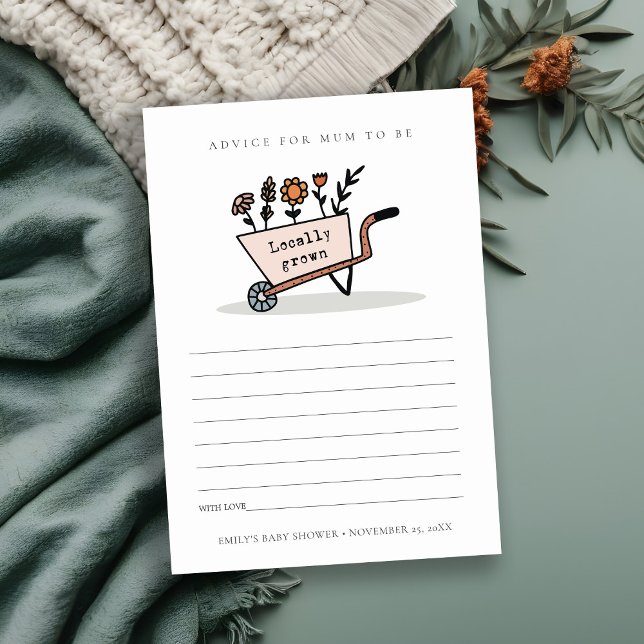 Cute Blush Floral Cart Advice for Mum Baby Shower Enclosure Card (Creator Uploaded)