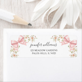 Cute Blush Pink Bow Floral Baby Girl Shower