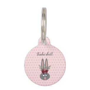 Cute Blush Pink Bunny Personalised Pet Tag