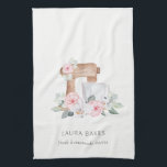 Cute Blush Pink Floral Cake Mixer Bakery Catering Tea Towel<br><div class="desc">For any further customisation or any other matching items,  please feel free to contact me at yellowfebstudio@gmail.com</div>