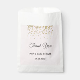 Cute Blush Pink Gold Glitter Thank You Baby Shower Favour Bags