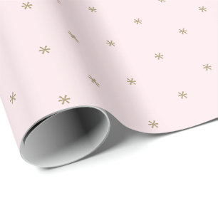 Cute blush pink gold snowflakes winter Holidays Wrapping Paper