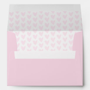 Cute Blush Pink Hearts Pattern Lined Envelopes