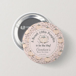 Cute Blush Pink Little Pumpkin Baby Shower 6 Cm Round Badge