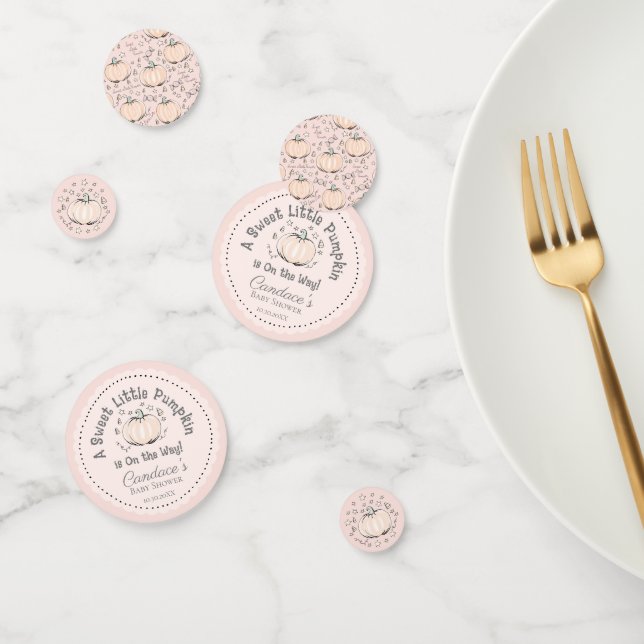 Cute Blush Pink Little Pumpkin Baby Shower Confetti (Group)