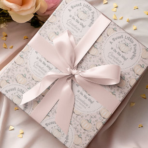 Cute Blush Pink Little Pumpkin Fall Baby Shower Wrapping Paper