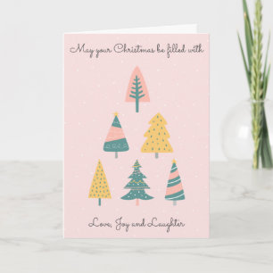 Cute blush pink Modern Christmas Tree Festive Card