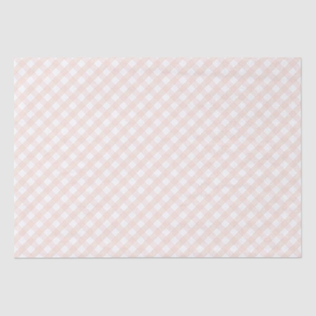 Cute Blush Pink & Pastel Orange Baby Gingham Tissue Paper (Front)