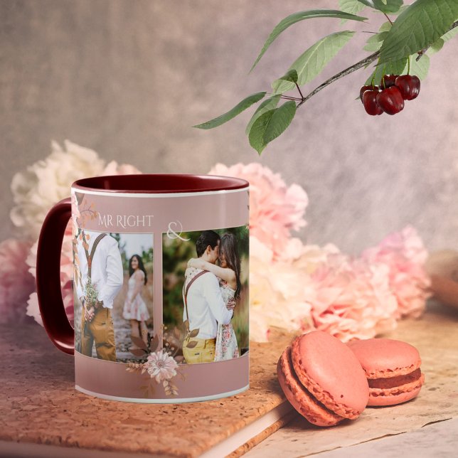 Cute Blush Pink Romantic Floral Photo Mug (Creator Uploaded)