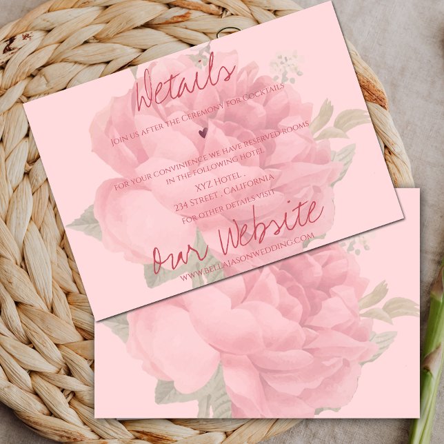 Cute Blush Pink Rose Floral Our Wedding Details Enclosure Card (Cute Blush Pink Rose Floral Our Wedding Details Enclosure Card)