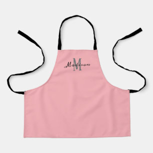 Cute Blush Pink Script Monogram Personalised Kids Apron