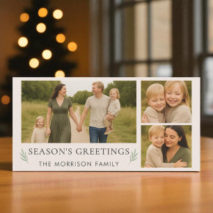 Cute Blush Pink Season's Greetings Photo Holiday Card