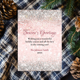 Cute blush pink silver glitter Christmas new year