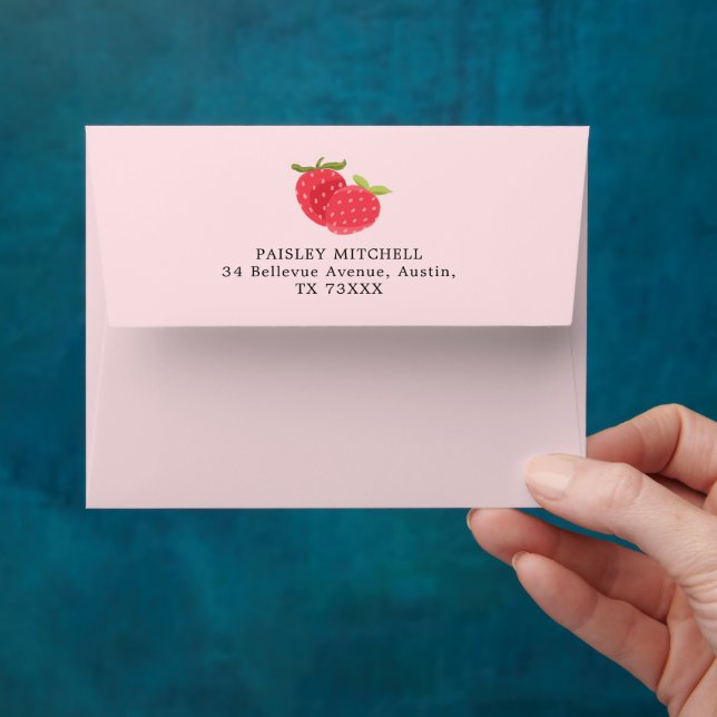 Cute Blush Pink Strawberry Custom  Envelope (Hand)
