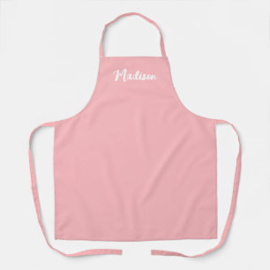 Cute Blush Pink White Script Personalised Womens Apron
