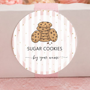 Cute blush stripes Sugar cookies Bakery Classic Round Sticker