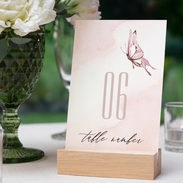 CUTE BLUSH WATERCOLOR BUTTERFLY WEDDING TABLE NUMBER (Creator Uploaded)