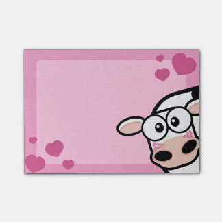 Cute Blushing Cow with Love Hearts Post-it Notes