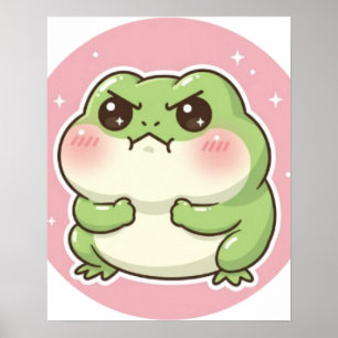 Cute Blushing Frog Poster Kawaii Frog Aesthetic 